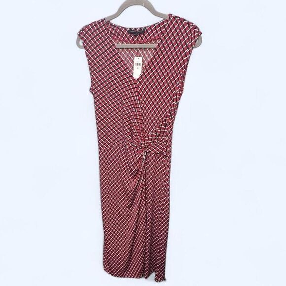 Banana Republic Dresses & Skirts - NWT Banana Republic Red Geometric Print Twist Front V-Neck Dress Size XS